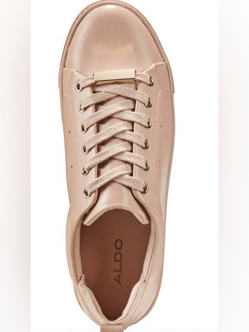 ALDO Blush Pink Leather Low-Top Sneakers with Gold Accent